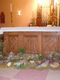 The alter decorated for Easter Sunday